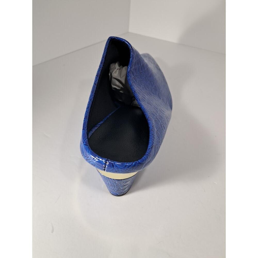 Women's Blue Crocodile Mules Poyoior Shoes Size Eu41 us10 - Picture 5 of 6